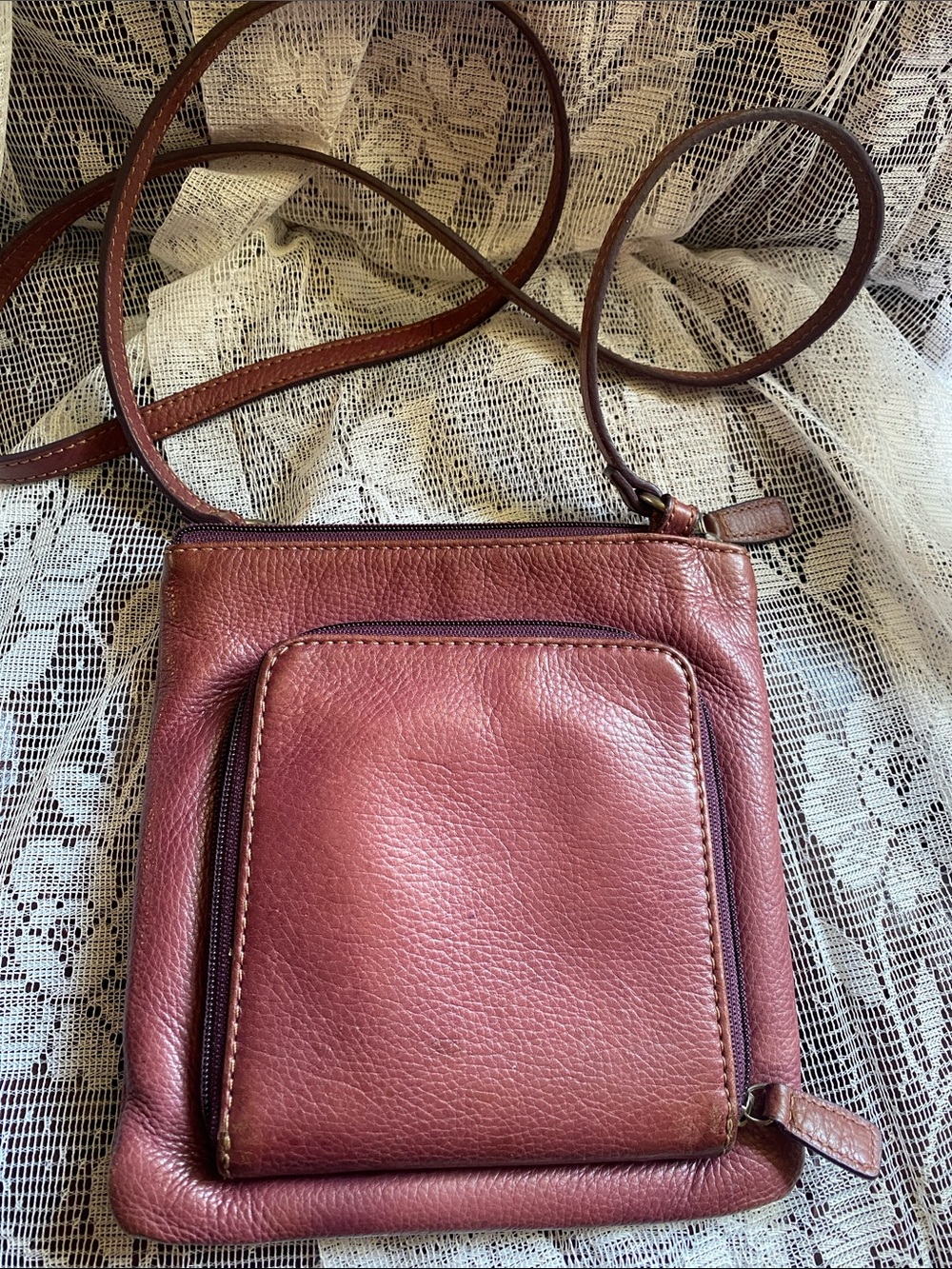 Fossil Leather Crossbody Bag in Rose Brown - Picture 2 of 6